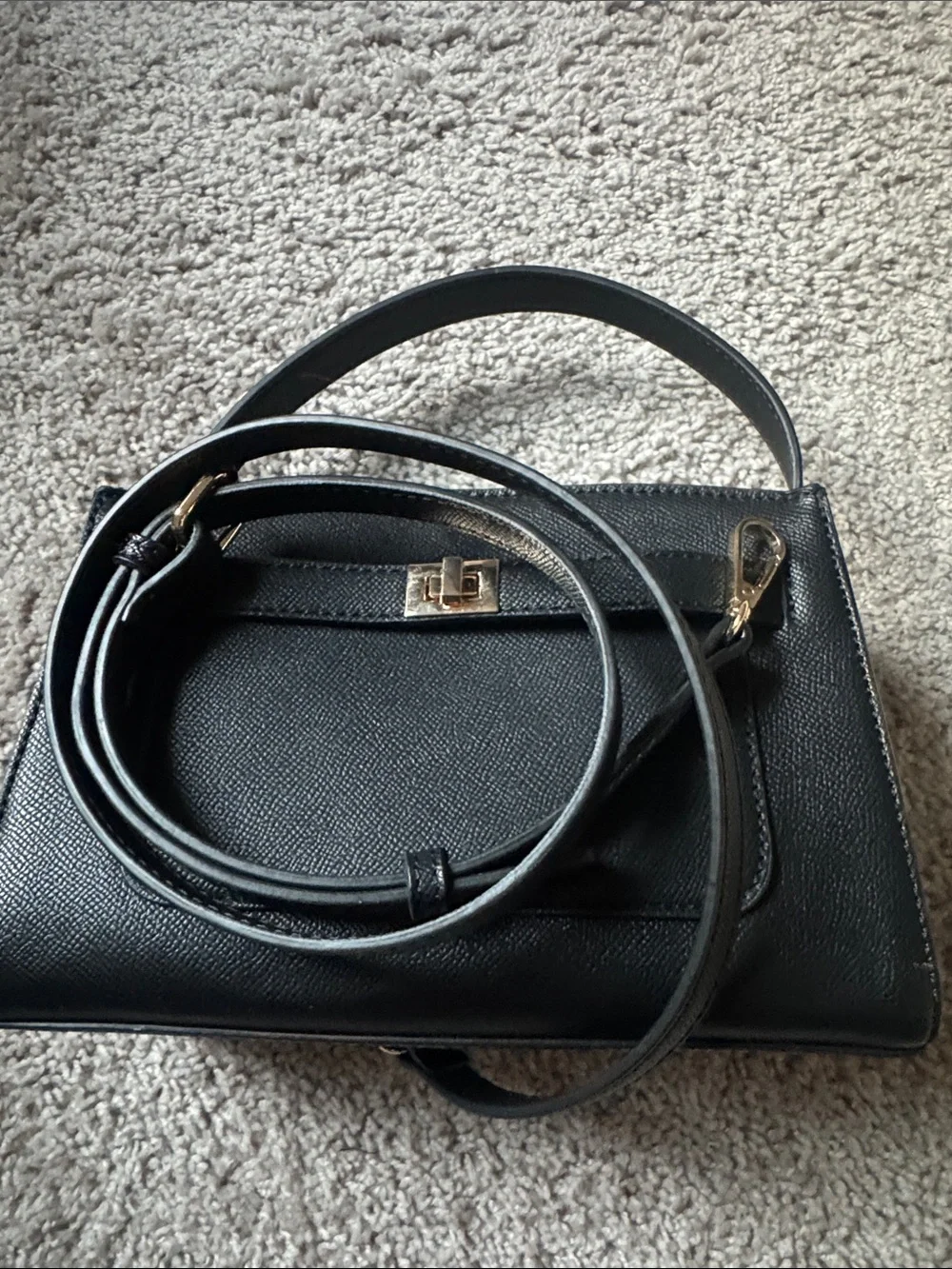 MOTF Black Top-Handle Satchel with Gold Hardware